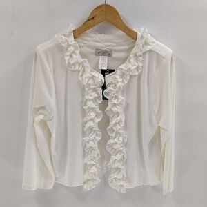 Harve Benard Ivory White Ruffle Front Open Crop Top Size Medium